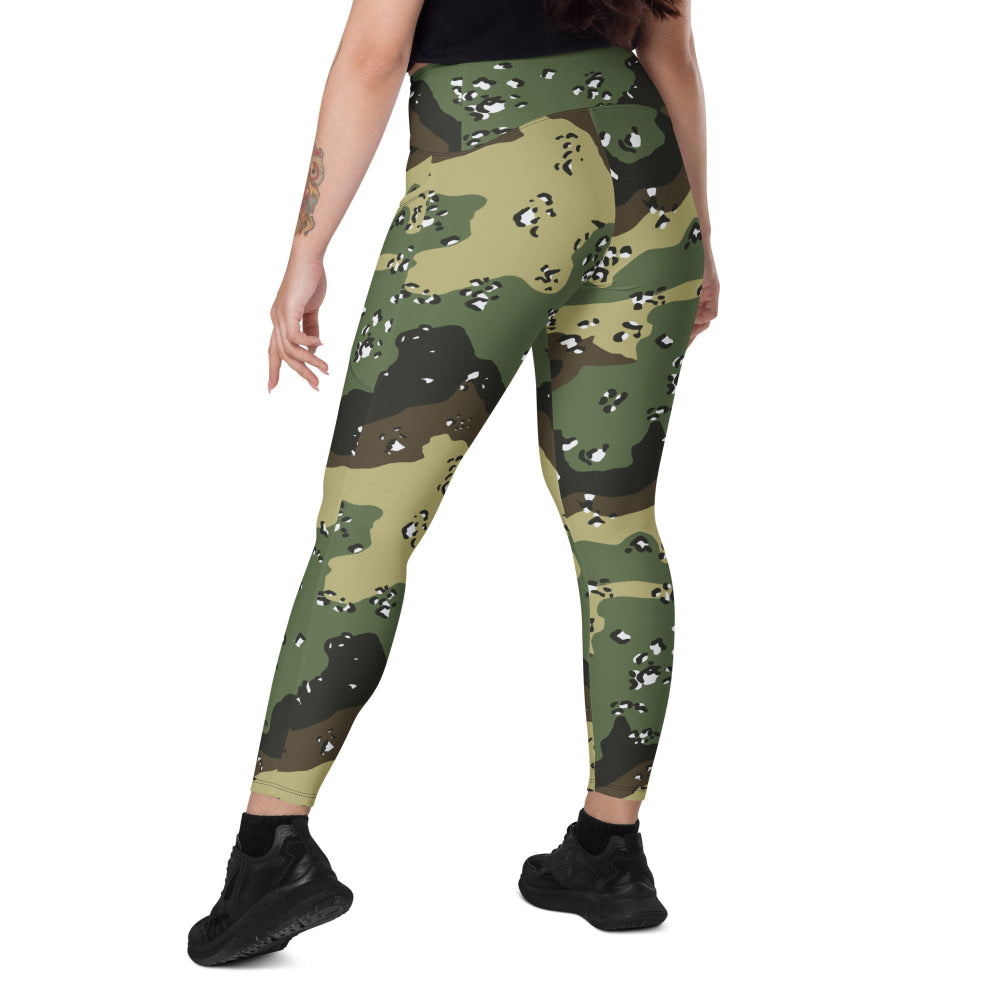 Saudi Arabian Chocolate Chip Special Security Forces Temperate CAMO Leggings with pockets - Womens With Pockets