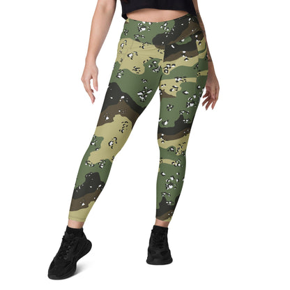 Saudi Arabian Chocolate Chip Special Security Forces Temperate CAMO Leggings with pockets - Womens With Pockets