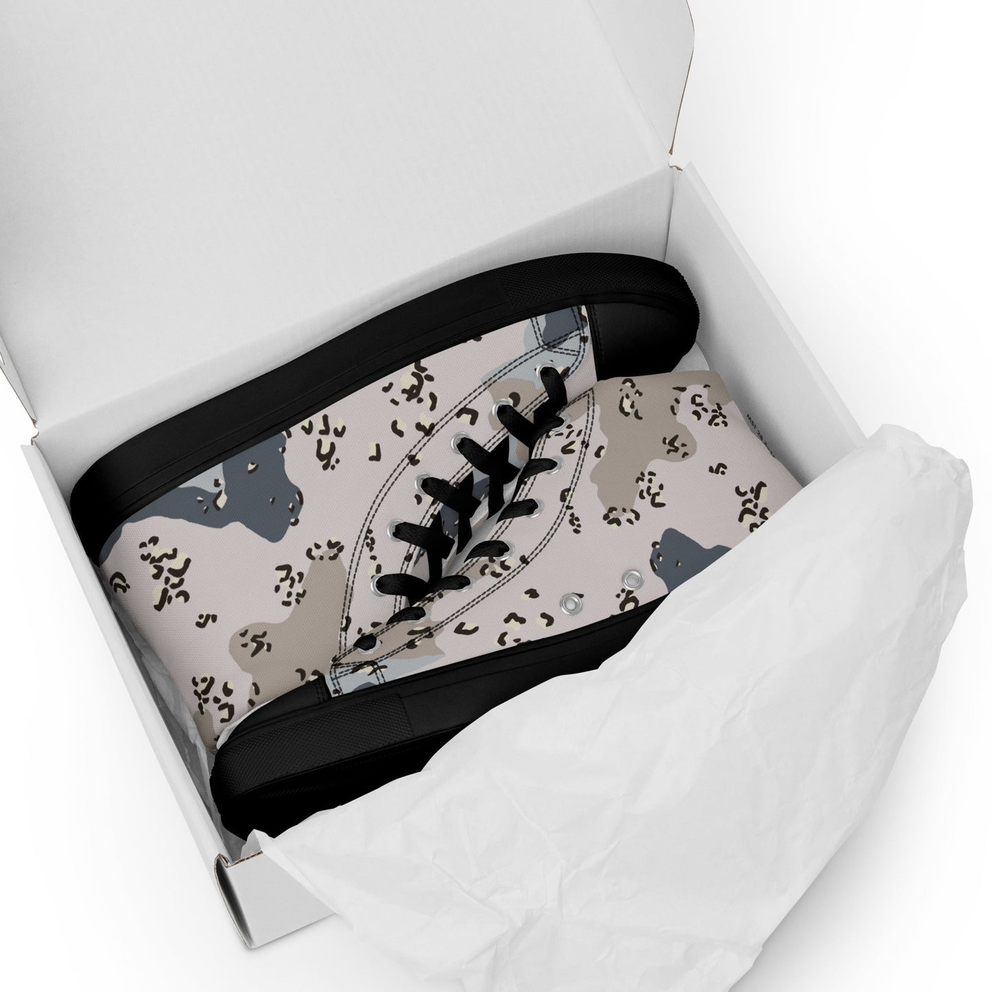 Saudi Chocolate Chip Desert Border Guard CAMO Mens high top canvas shoes - High Top Canvas Shoes