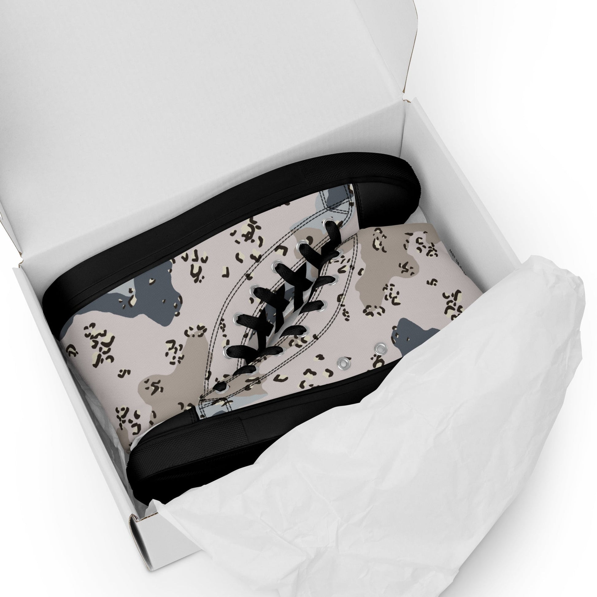 Saudi Chocolate Chip Desert Border Guard CAMO Mens high top canvas shoes - High Top Canvas Shoes