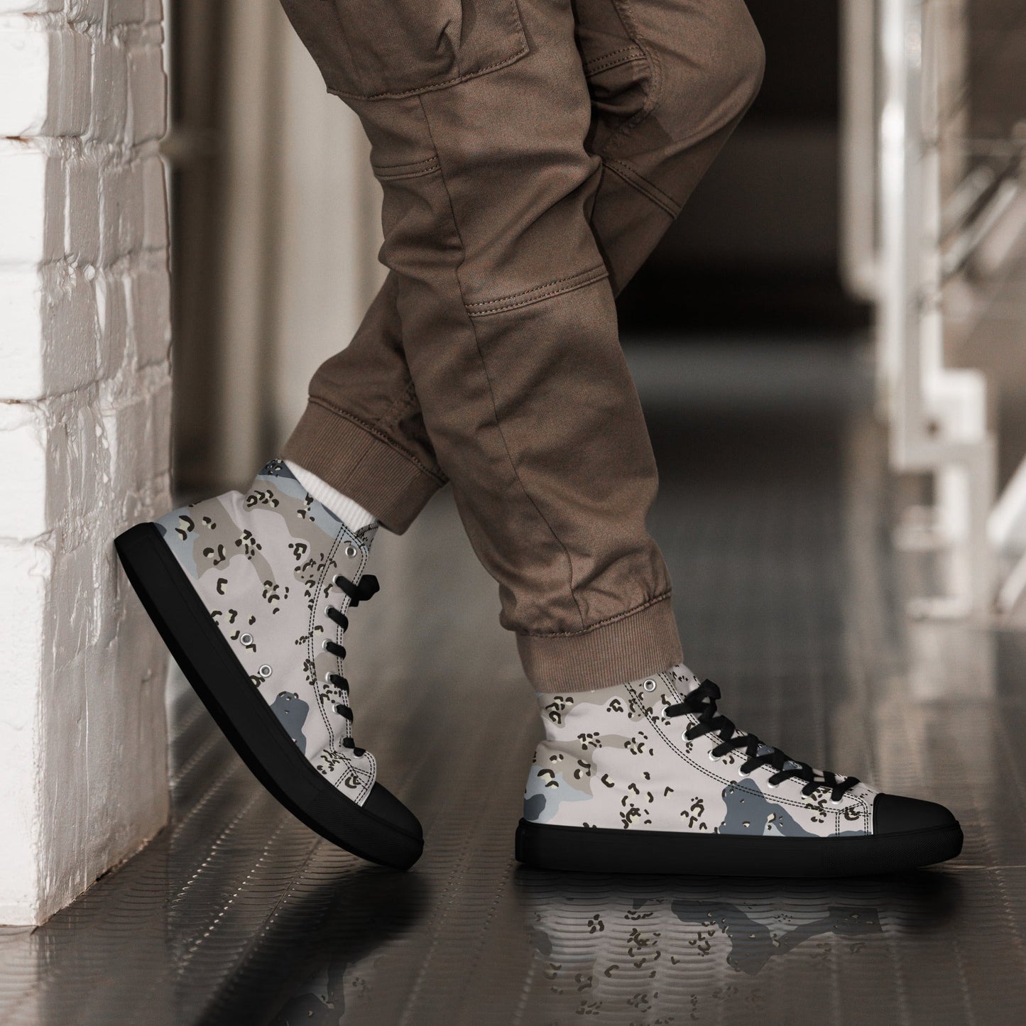 Saudi Chocolate Chip Desert Border Guard CAMO Mens high top canvas shoes - 5 - High Top Canvas Shoes