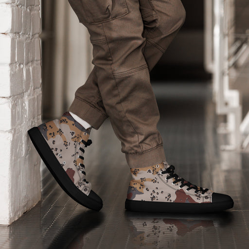 Chocolate Chip Saudi Mountain CAMO Mens High-Top Canvas Shoes - Black / 5