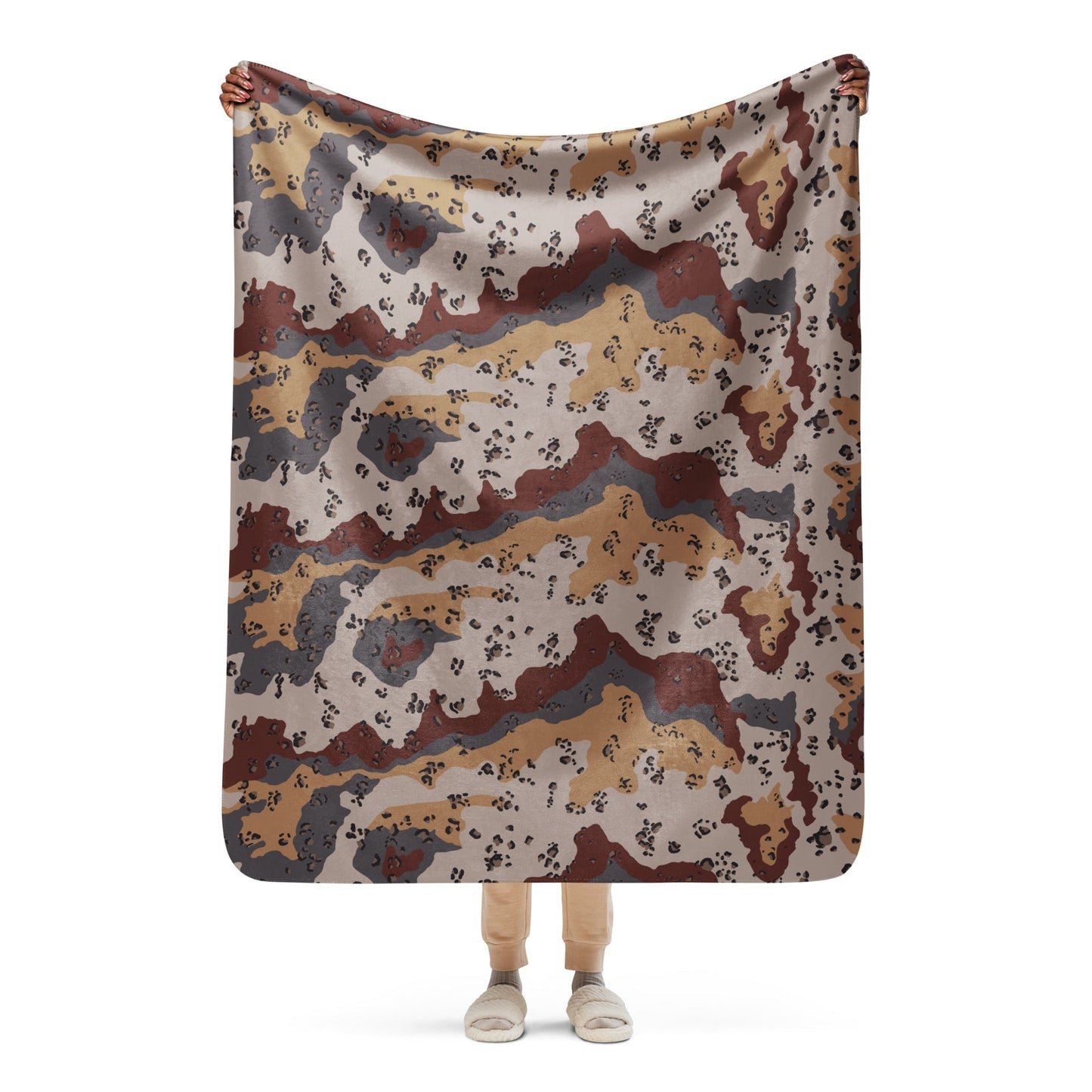 Saudi Chocolate Chip Desert Mountain CAMO Sherpa blanket - 50″×60″ - Blankets