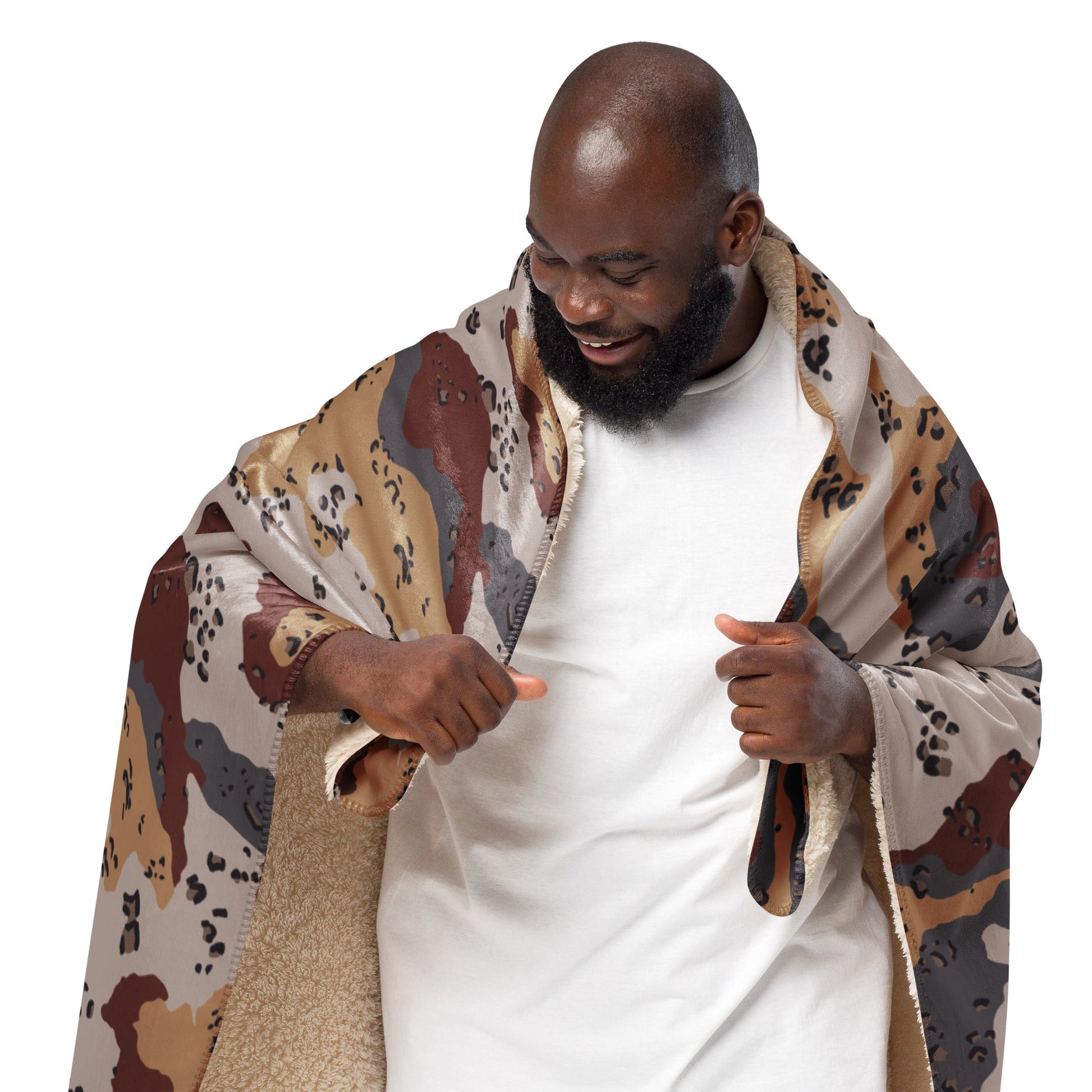 Saudi Chocolate Chip Desert Mountain CAMO Sherpa blanket - Blankets