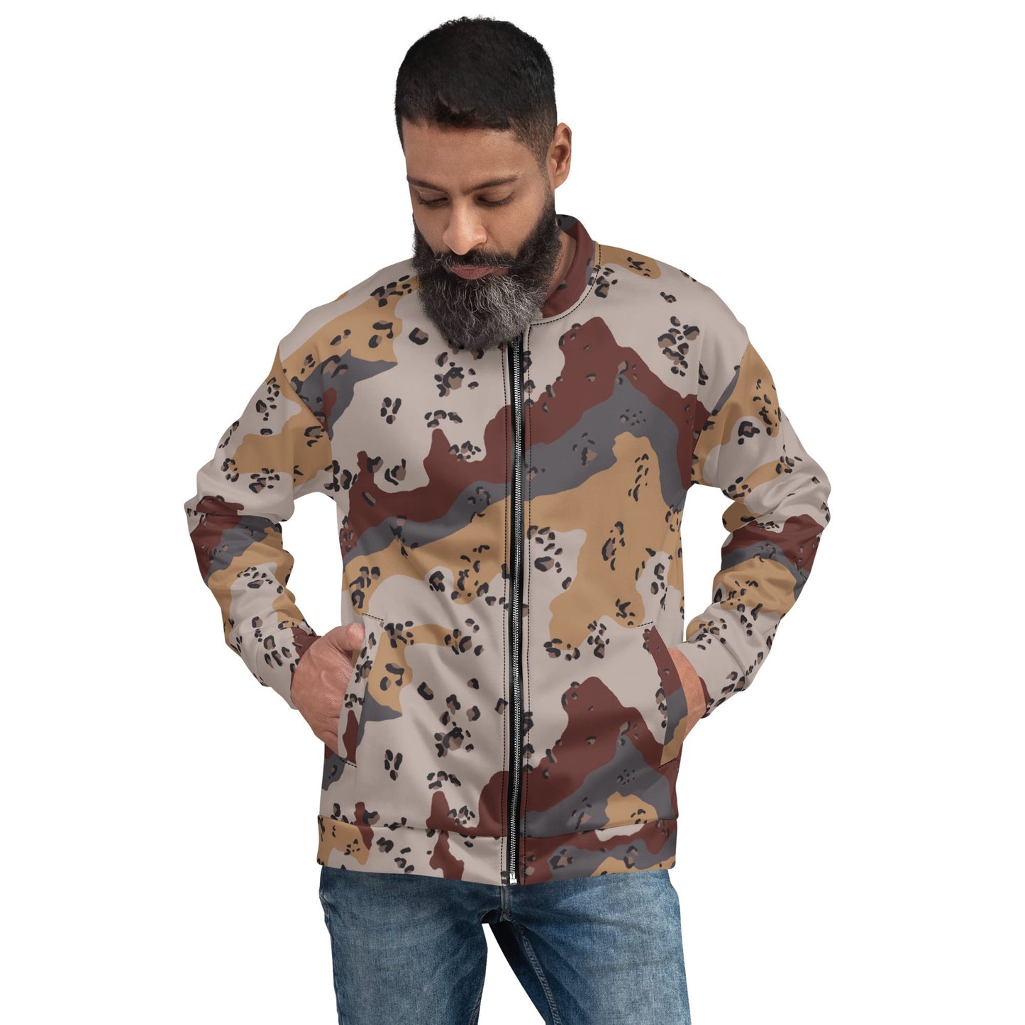 Saudi Chocolate Chip Desert Mountain CAMO Unisex Bomber Jacket - Jackets