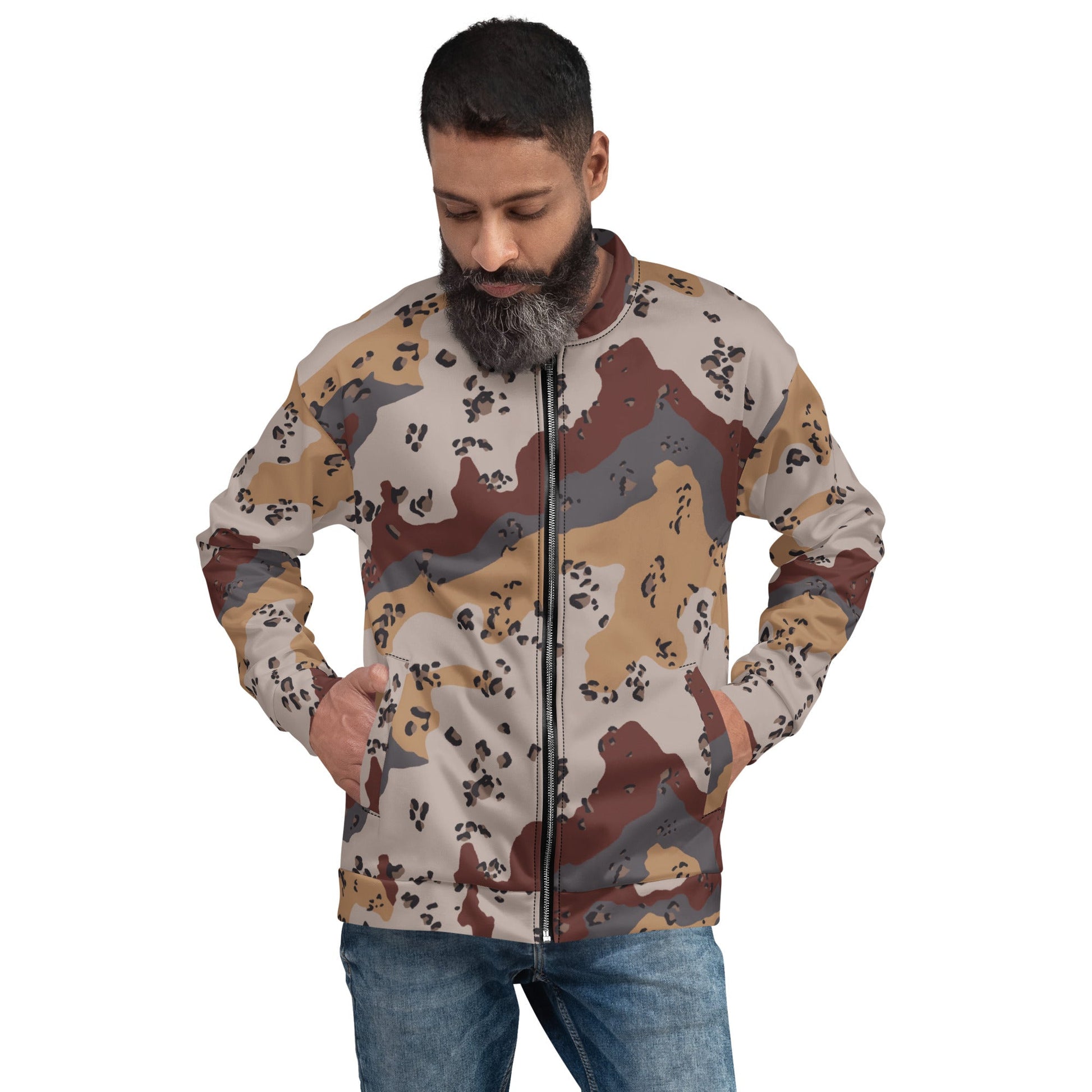 Saudi Chocolate Chip Desert Mountain CAMO Unisex Bomber Jacket - Jackets