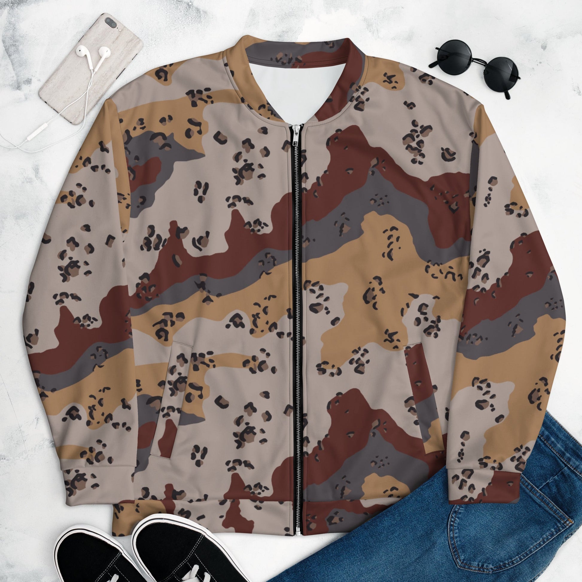 Saudi Chocolate Chip Desert Mountain CAMO Unisex Bomber Jacket - XS - Jackets