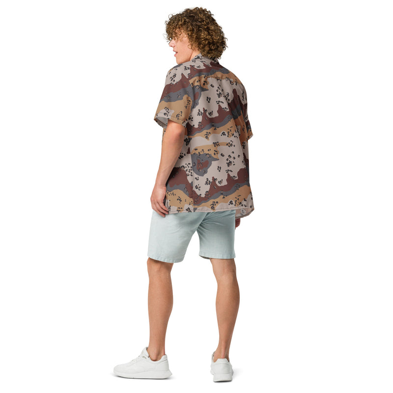 Chocolate Chip Saudi Mountain CAMO Unisex Short-Sleeve Button Shirt - Button-Up