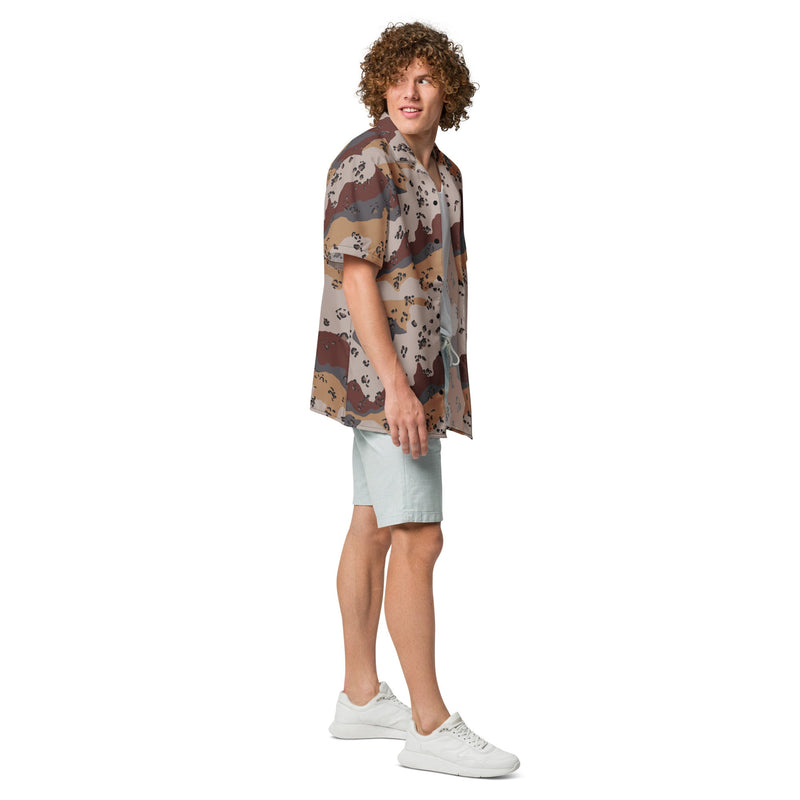 Chocolate Chip Saudi Mountain CAMO Unisex Short-Sleeve Button Shirt - Button-Up