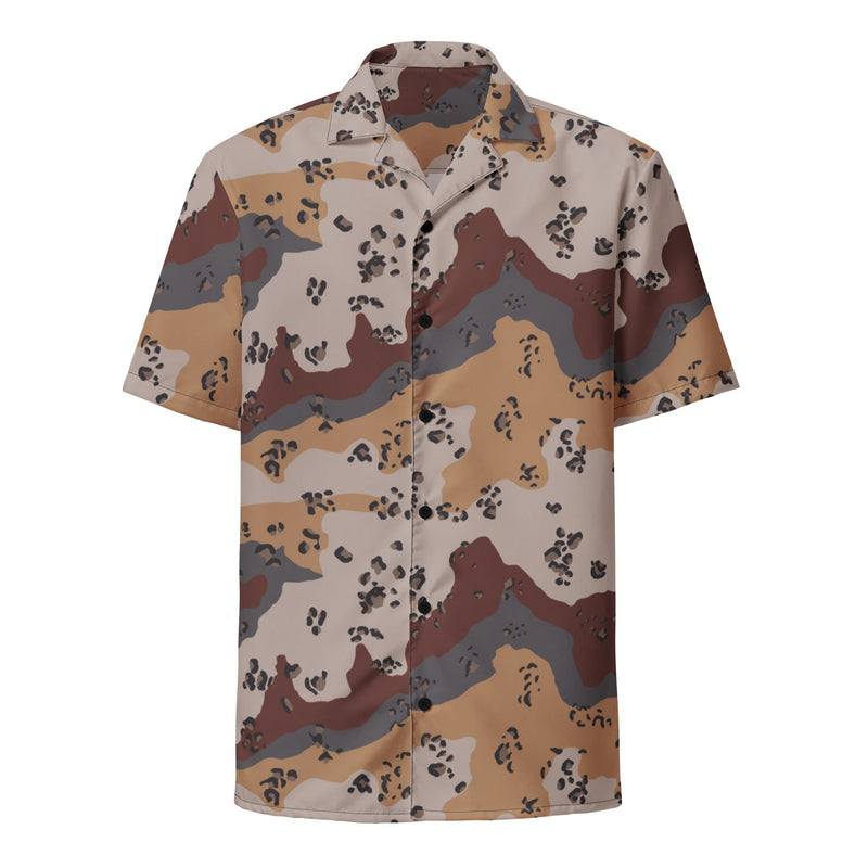 Chocolate Chip Saudi Mountain CAMO Unisex Short-Sleeve Button Shirt - Button-Up
