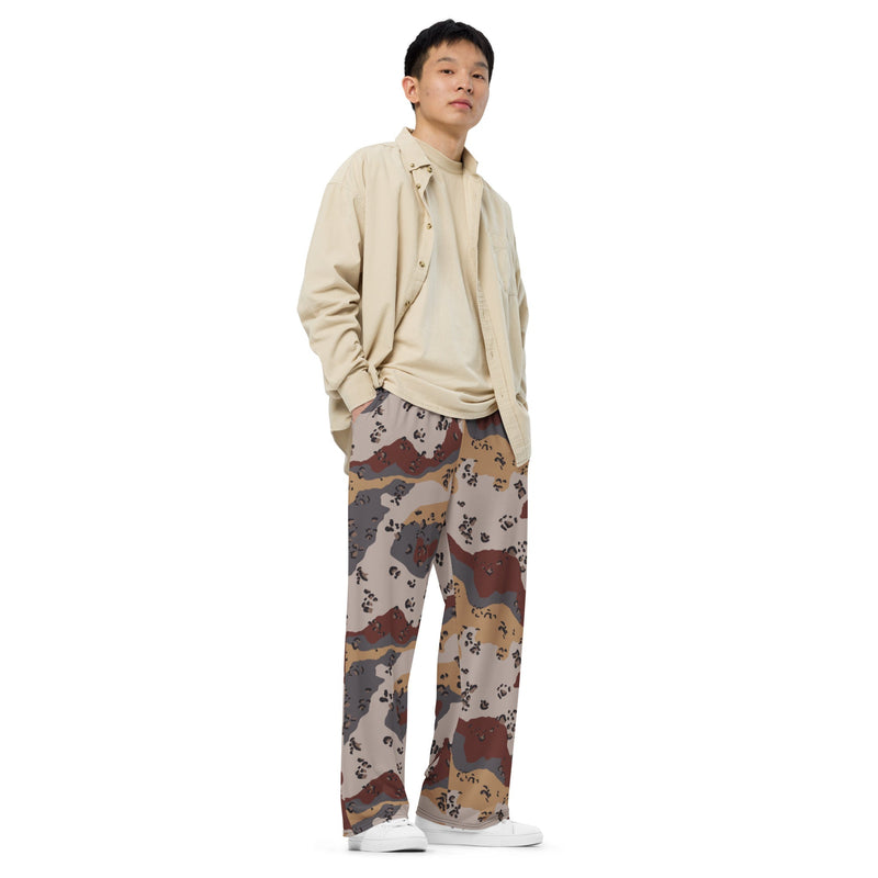 Chocolate Chip Saudi Mountain CAMO Unisex Wide-Leg Leisure Pants - Pant