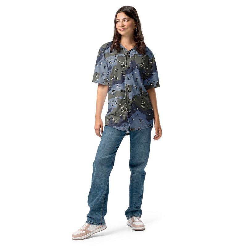 Chocolate Chip Saudi Urban Blue CAMO Unisex Baseball Jersey