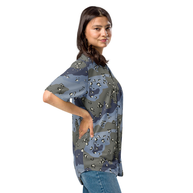 Chocolate Chip Saudi Urban Blue CAMO Unisex Baseball Jersey