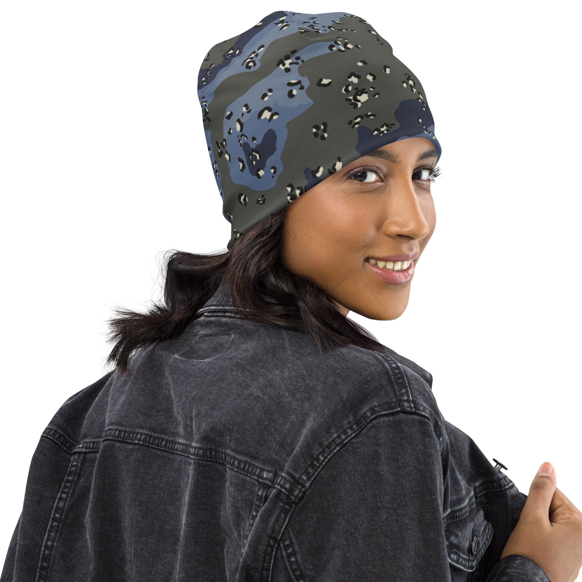 Saudi Chocolate Chip Desert Urban Blue CAMO Beanie - Beanies