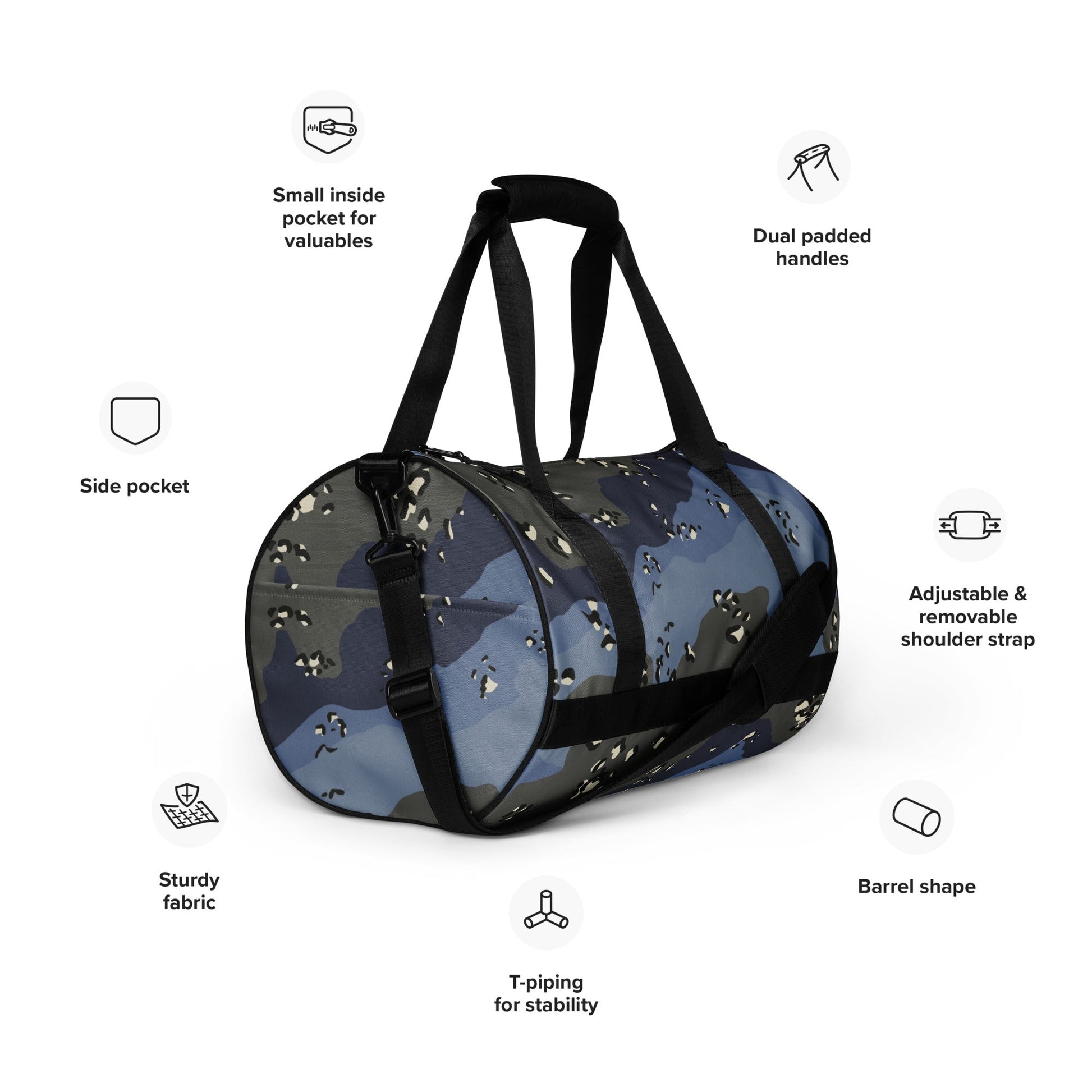 Saudi Arabian Chocolate Chip Desert Urban Blue CAMO Gym Bag