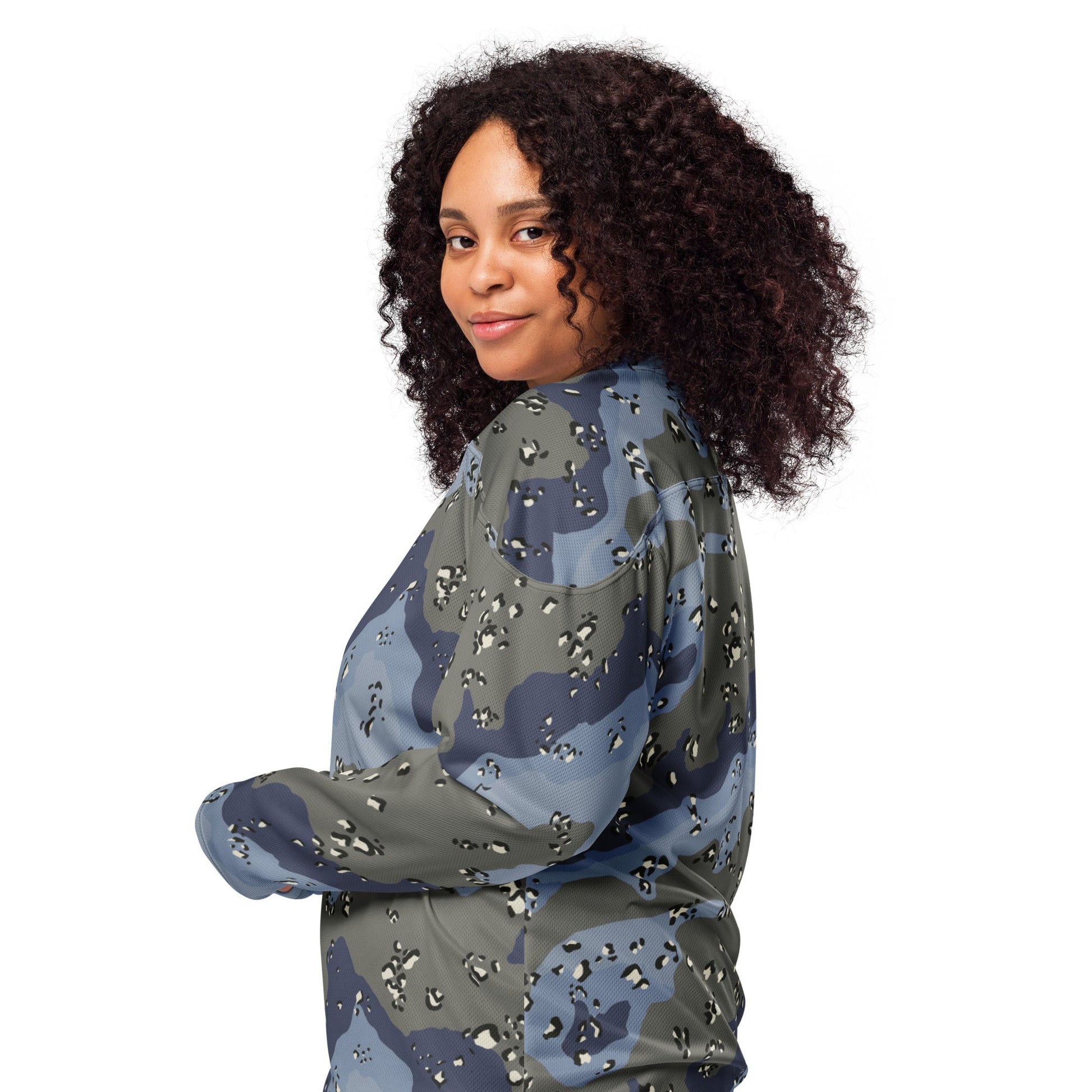 Saudi Arabian Chocolate Chip Desert Urban Blue CAMO Unisex Hockey Fan Jersey