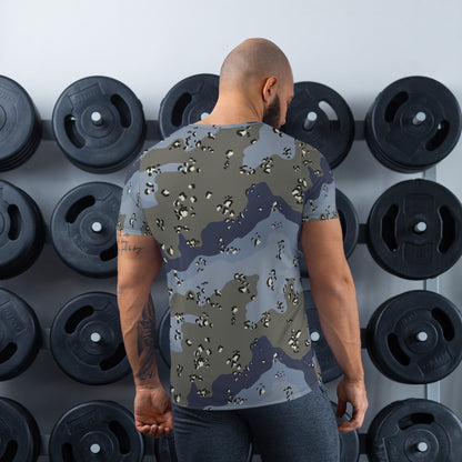 Saudi Chocolate Chip Desert Urban Blue CAMO Mens Athletic T-shirt - T-Shirts