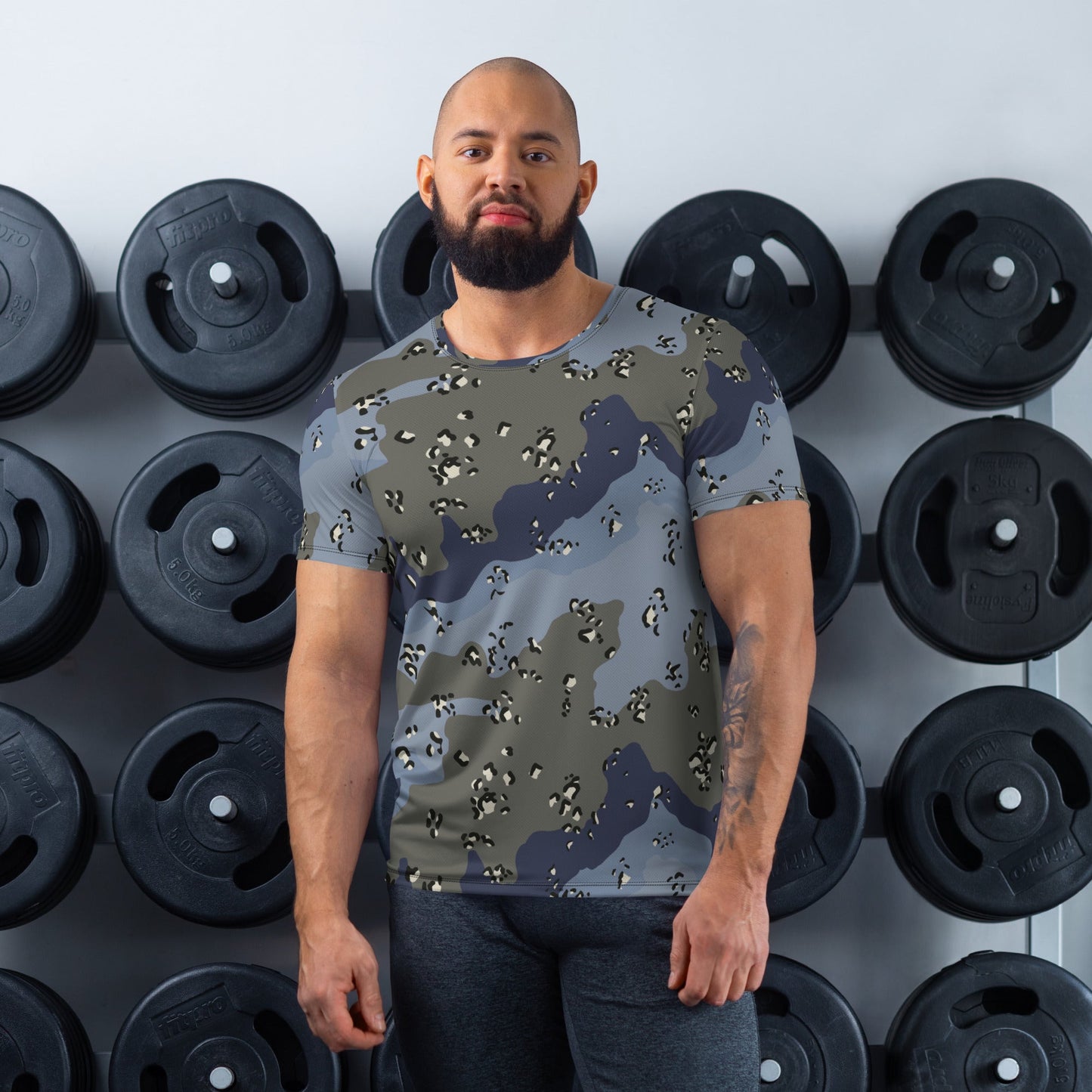 Saudi Chocolate Chip Desert Urban Blue CAMO Mens Athletic T-shirt - XS - T-Shirts