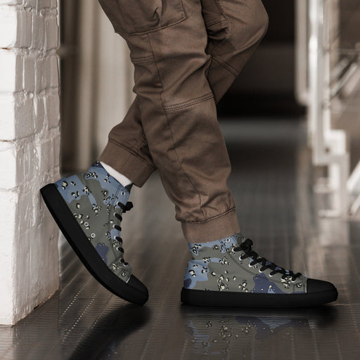 Chocolate Chip Saudi Urban Blue CAMO Mens High-Top Canvas Shoes - Black / 5