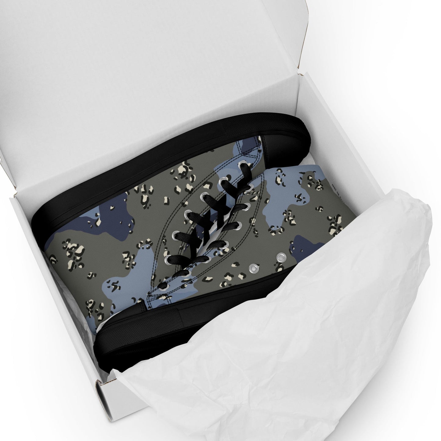 Saudi Chocolate Chip Desert Urban Blue CAMO Mens high top canvas shoes - High Top Canvas Shoes