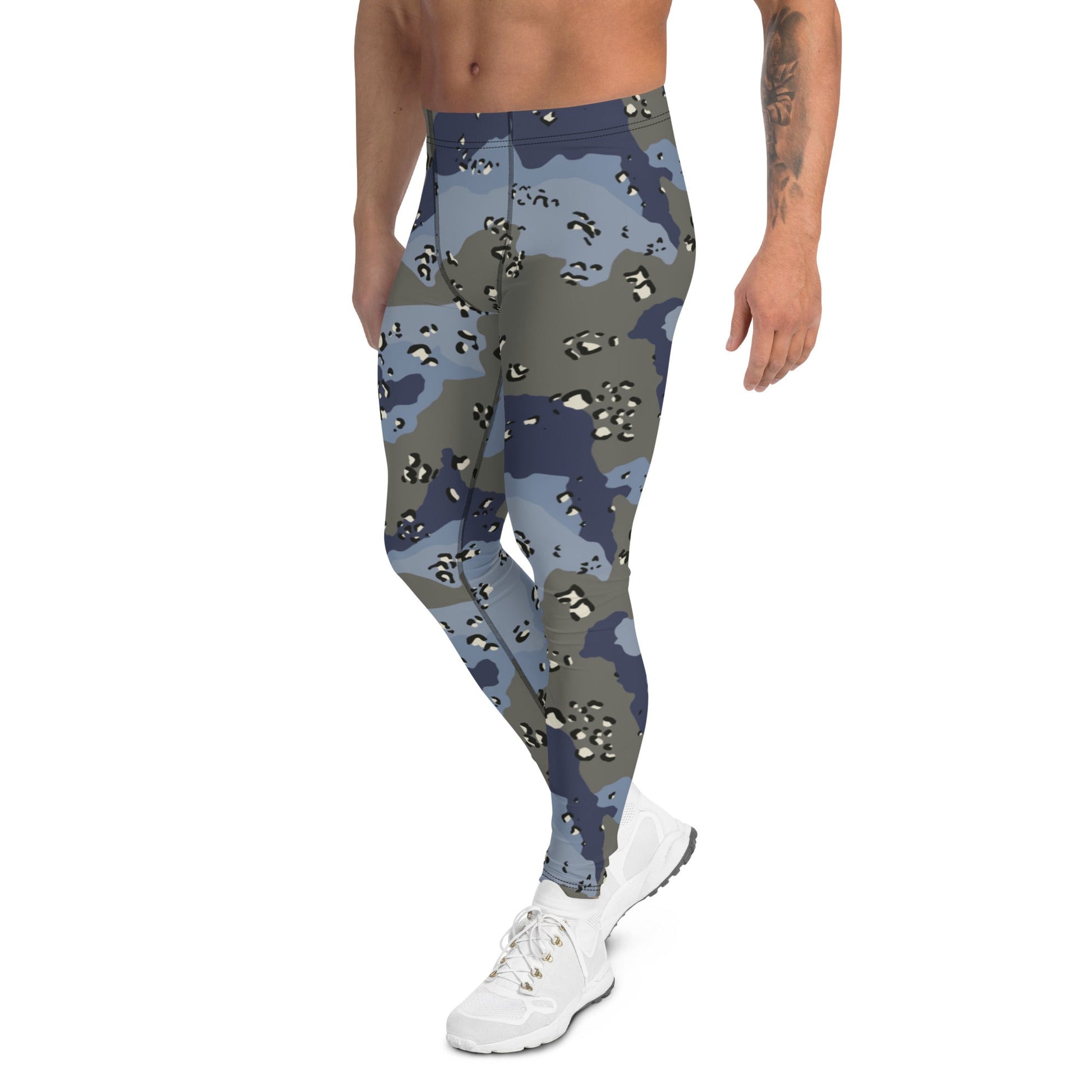 Saudi Chocolate Chip Desert Urban Blue CAMO Mens Leggings