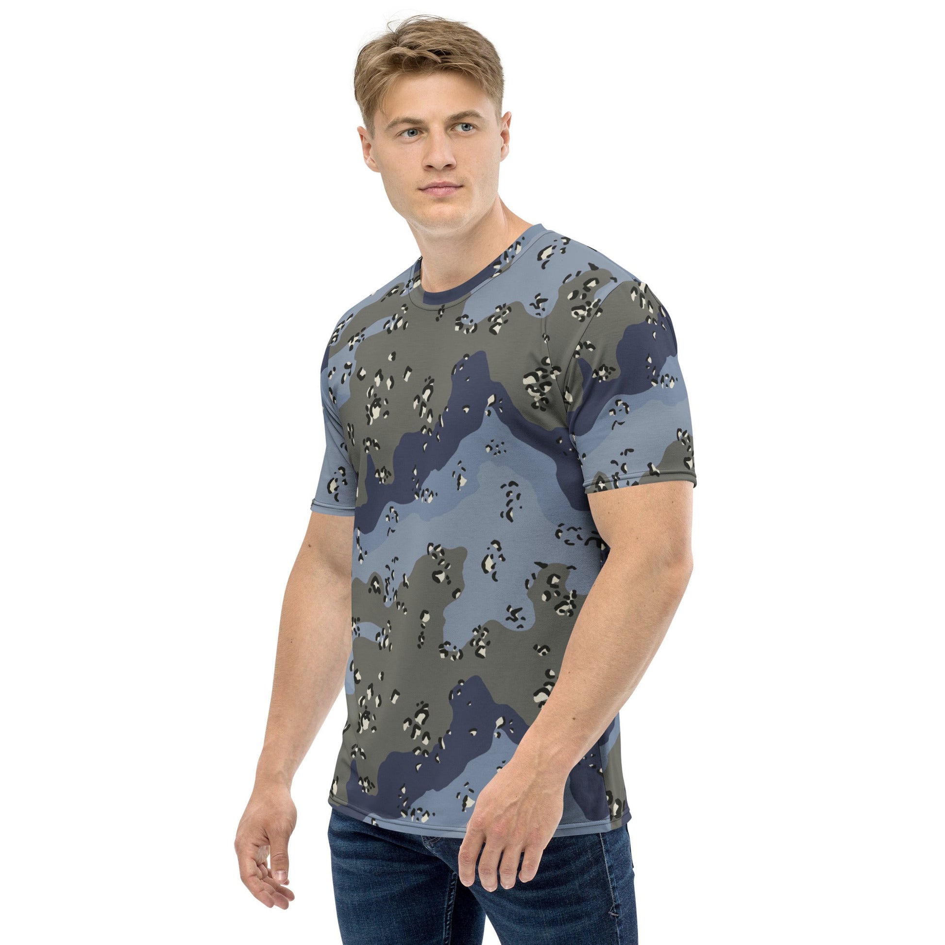 Saudi Chocolate Chip Desert Urban Blue CAMO Mens t shirt T Shirts