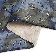 Chocolate Chip Saudi Urban Blue CAMO Sherpa Blanket