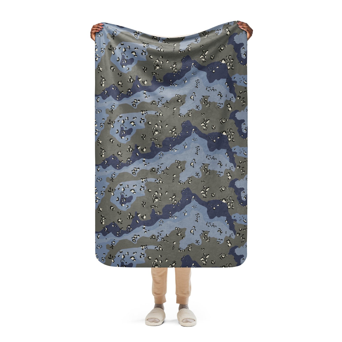 Saudi Chocolate Chip Desert Urban Blue CAMO Sherpa blanket - 37″×57″ - Blankets