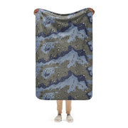 Chocolate Chip Saudi Urban Blue CAMO Sherpa Blanket - 37″×57″