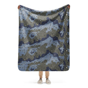 Chocolate Chip Saudi Urban Blue CAMO Sherpa Blanket - 50″×60″