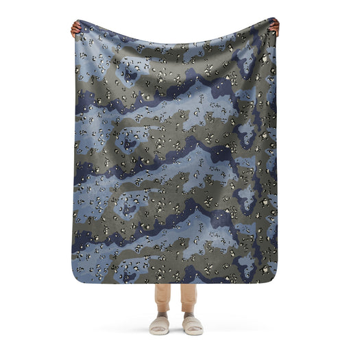 Chocolate Chip Saudi Urban Blue CAMO Sherpa Blanket - 50″×60″