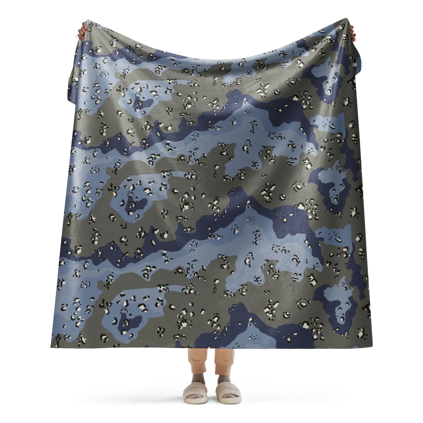 Saudi Chocolate Chip Desert Urban Blue CAMO Sherpa blanket - 60″×80″ - Blankets