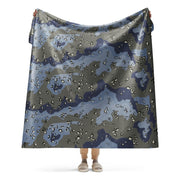 Chocolate Chip Saudi Urban Blue CAMO Sherpa Blanket - 60″×80″