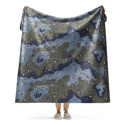 Chocolate Chip Saudi Urban Blue CAMO Sherpa Blanket - 60″×80″
