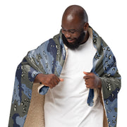 Chocolate Chip Saudi Urban Blue CAMO Sherpa Blanket