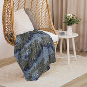 Chocolate Chip Saudi Urban Blue CAMO Sherpa Blanket