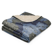 Chocolate Chip Saudi Urban Blue CAMO Sherpa Blanket