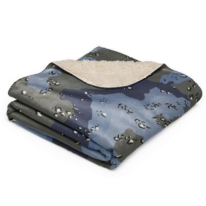 Saudi Chocolate Chip Desert Urban Blue CAMO Sherpa blanket - Blankets