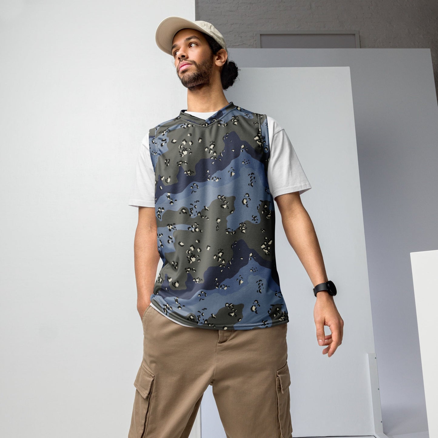 Saudi Chocolate Chip Desert Urban Blue CAMO unisex basketball jersey - 2XS - Basketball Jerseys