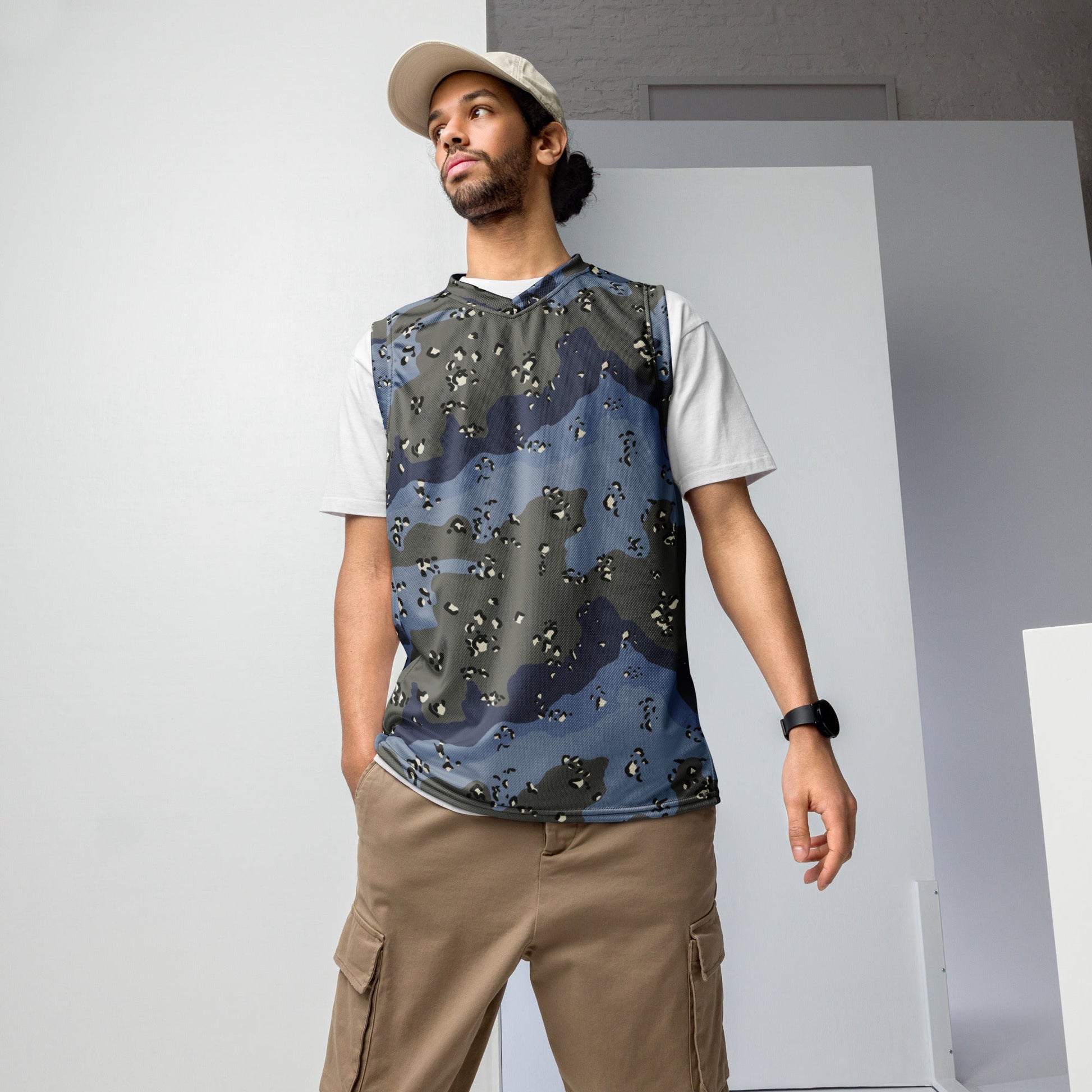 Saudi Chocolate Chip Desert Urban Blue CAMO unisex basketball jersey - 2XS - Basketball Jerseys