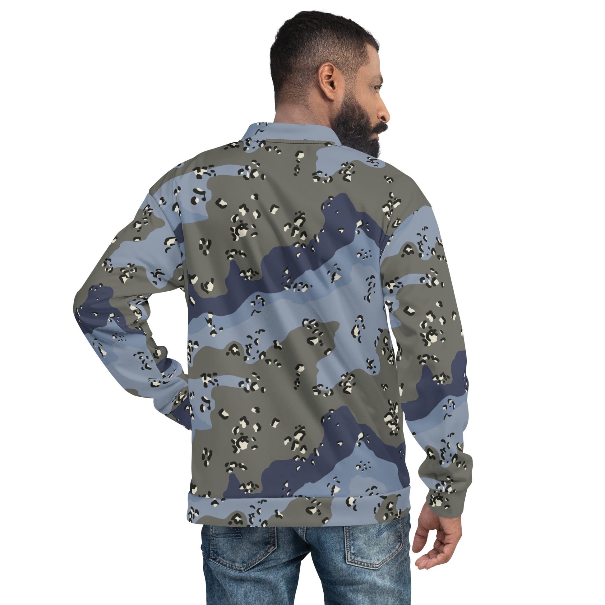 Saudi Chocolate Chip Desert Urban Blue CAMO Unisex Bomber Jacket - Jackets