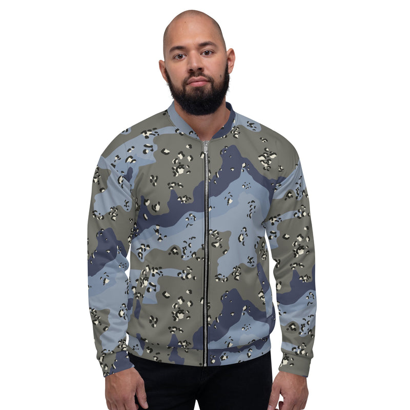 Chocolate Chip Saudi Urban Blue CAMO Unisex Bomber Jacket