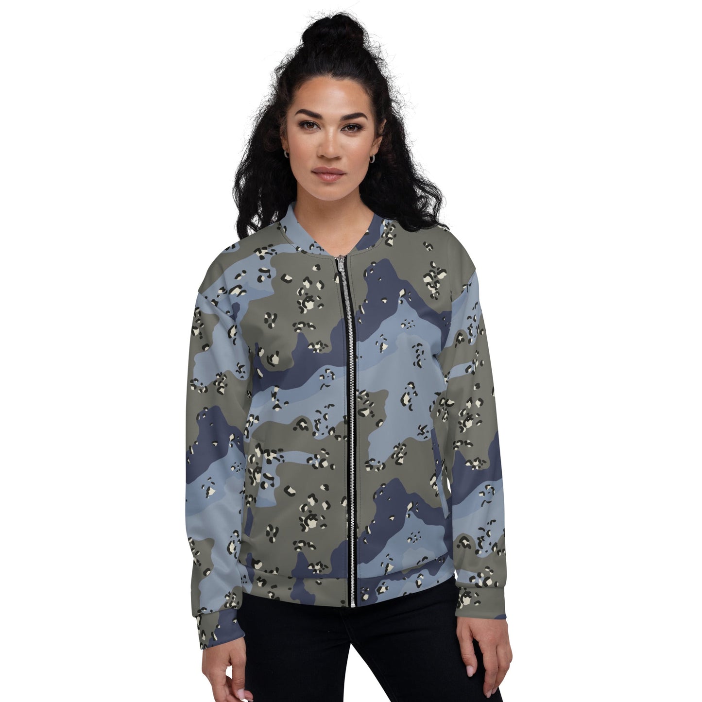 Saudi Chocolate Chip Desert Urban Blue CAMO Unisex Bomber Jacket - Jackets