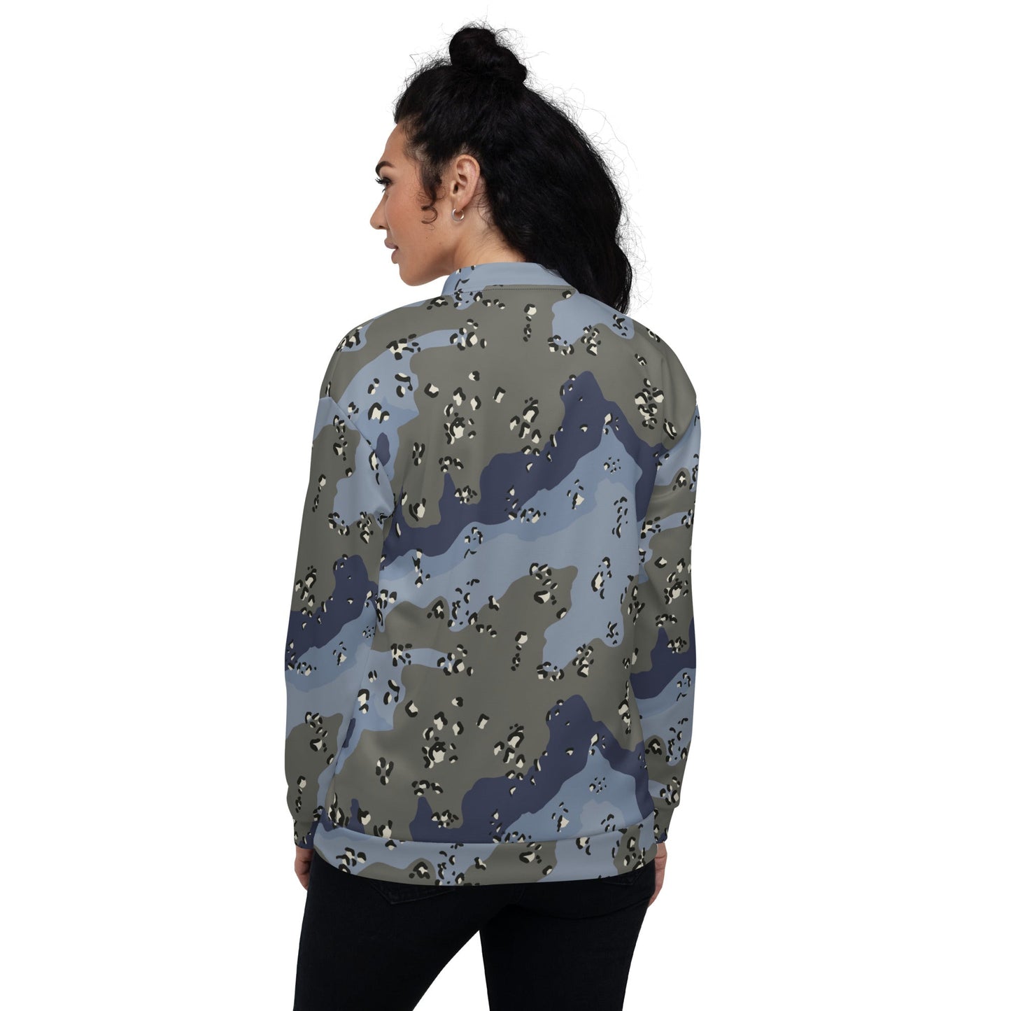 Saudi Chocolate Chip Desert Urban Blue CAMO Unisex Bomber Jacket - Jackets