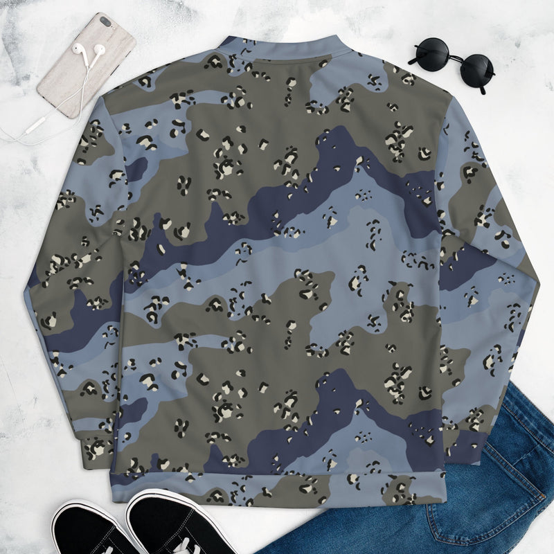 Chocolate Chip Saudi Urban Blue CAMO Unisex Bomber Jacket