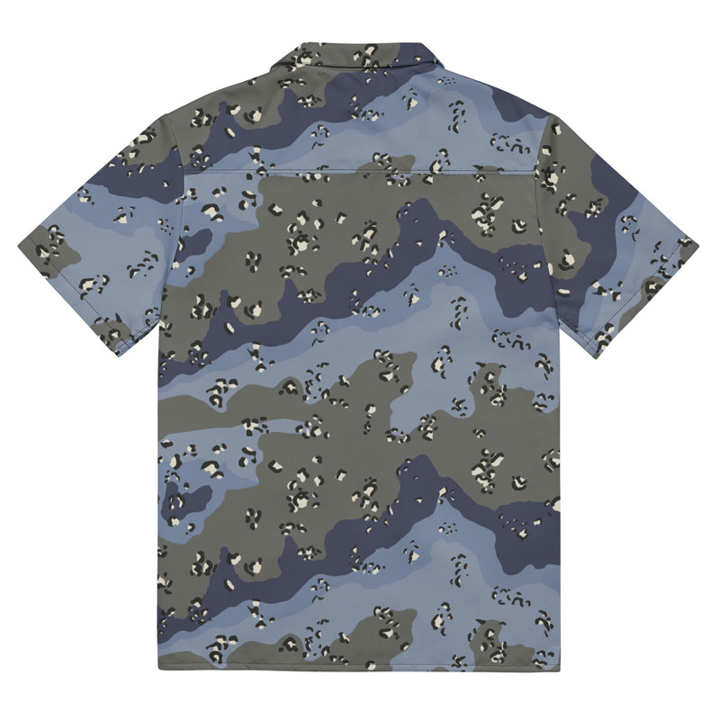 Chocolate Chip Saudi Urban Blue CAMO Unisex Short-Sleeve Button Shirt - Button-Up