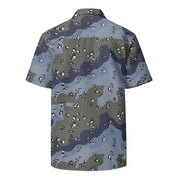 Chocolate Chip Saudi Urban Blue CAMO Unisex Short-Sleeve Button Shirt - Button-Up
