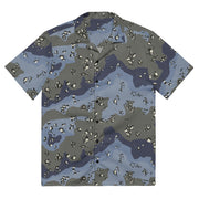 Chocolate Chip Saudi Urban Blue CAMO Unisex Short-Sleeve Button Shirt - 2XS - Button-Up