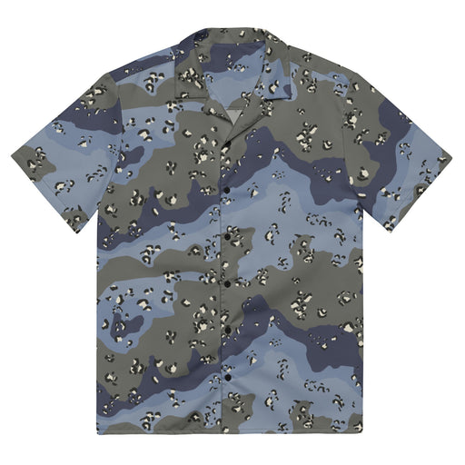 Chocolate Chip Saudi Urban Blue CAMO Unisex Short-Sleeve Button Shirt - 2XS - Button-Up