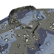 Chocolate Chip Saudi Urban Blue CAMO Unisex Short-Sleeve Button Shirt - Button-Up
